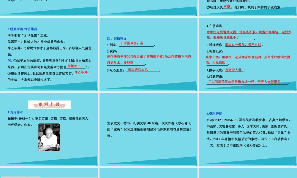 高中语文异彩纷呈千姿百态传记体类举隅启功传奇课件苏教版选修传记蚜 课件