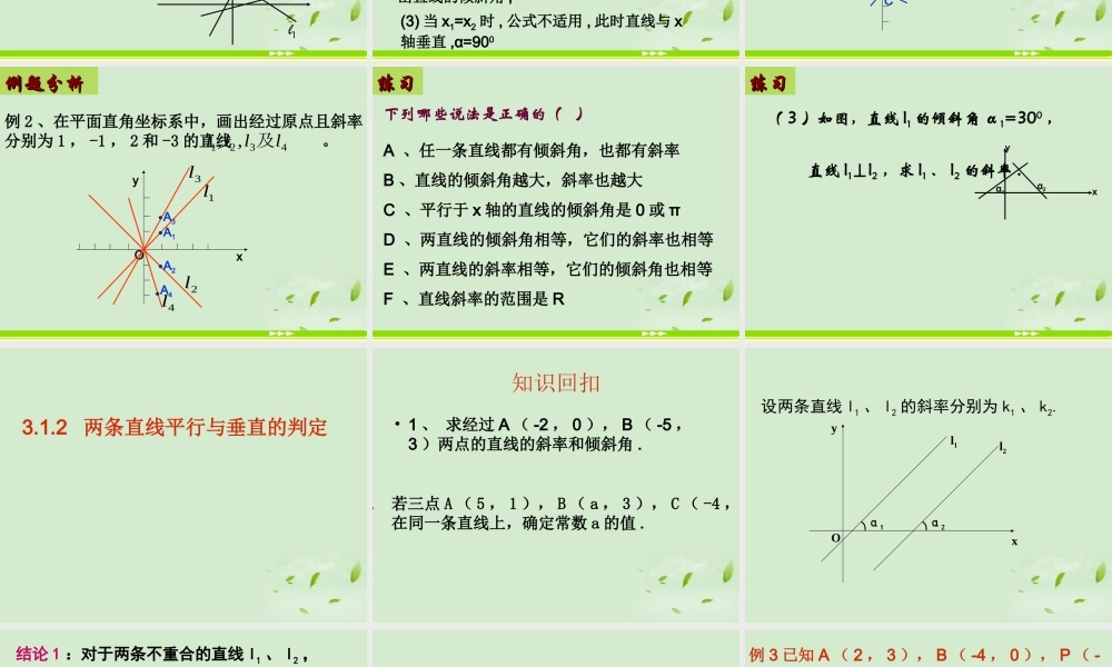 高中数学 31直线的倾斜角与斜率  课件 新人教A版必修2 课件