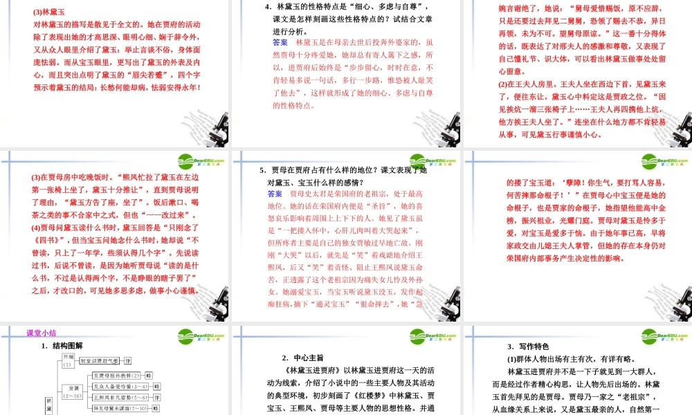 高二语文 第1课第1课时林黛玉进贾府课件 新人教版 课件