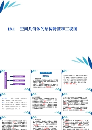 高三数学一轮复习 第8章8.1空间几何体的结构特征和三视图课件 文 北师大版 课件