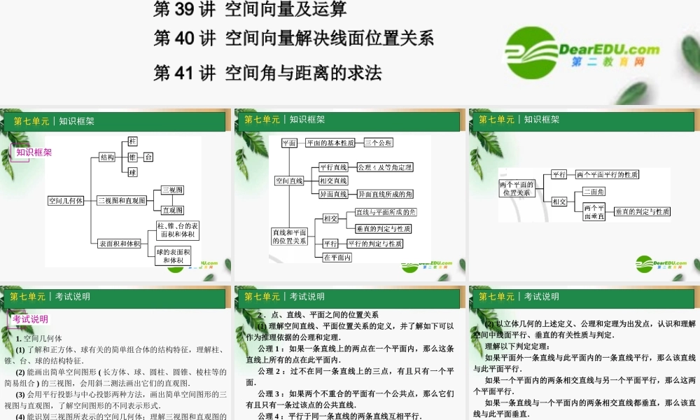 高考数学一轮单元复习 立体几何课件