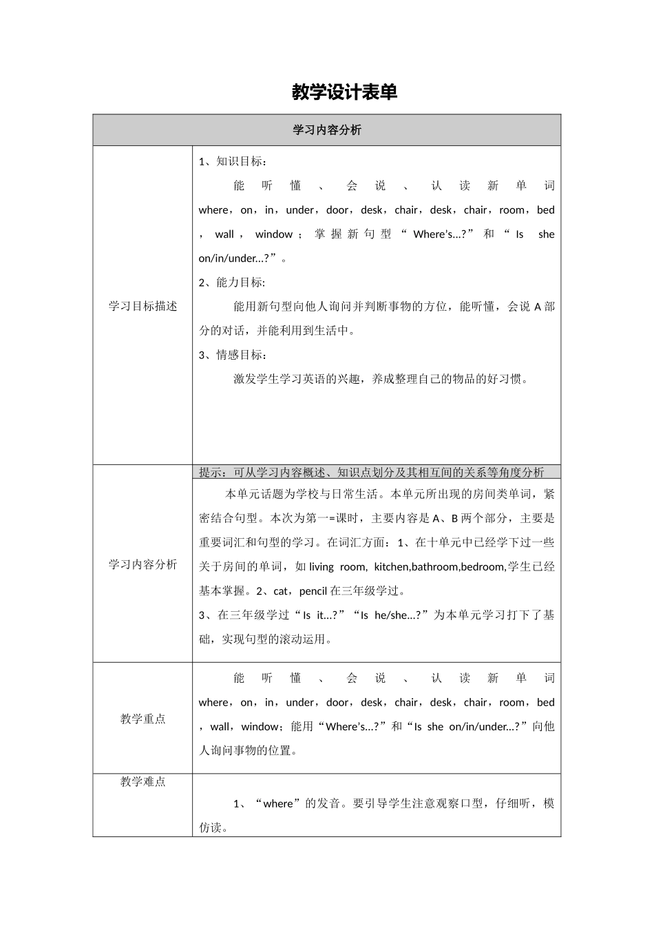 Unit-11--Where‘s--the--cat-教学设计_第1页