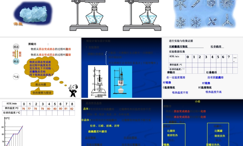 熔化和凝固　探究 八年级物理探究熔化与凝固的条件课件(含flash)人教版 八年级物理探究熔化与凝固的条件课件(含flash)人教版