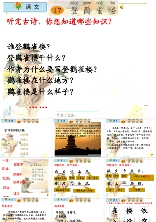 小学语文二年级上册《登鹳雀楼》课件(苏教版国标本)