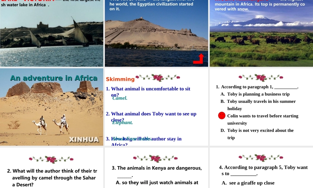 高一英语 Unit2 An adventure in Africa-Reading ppt 课件