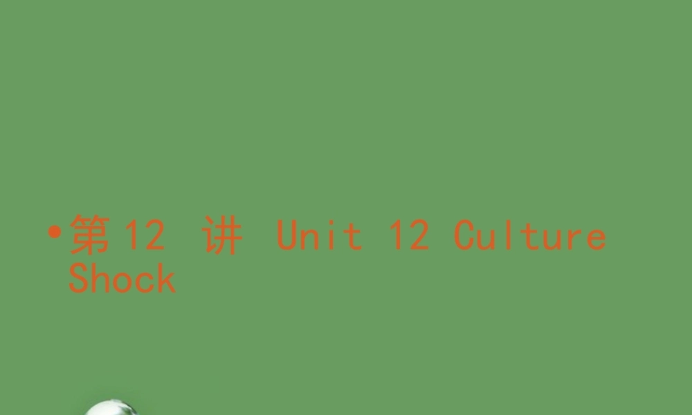 高考英语 第12_讲_Unit_12_Culture_Shock课件 北师大版必修4 课件