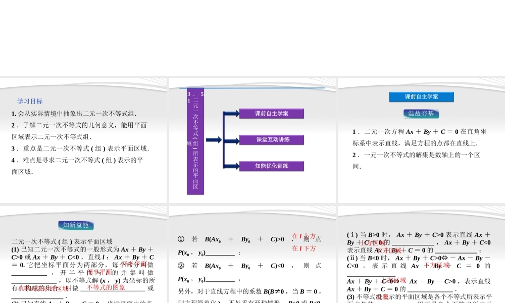高中数学 第3章351二元一次不等式组所表示的平面区域课件 新人教B版必修5 课件