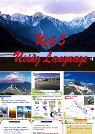 高中英语 Unit3 Reading A Night in The Mountain  新人教版必修1 课件