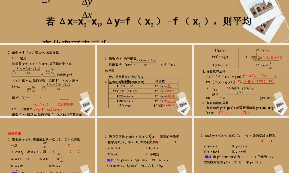 高考数学一轮复习 3.1 变化率与导数、导数的计算精品课件 新人教A版 课件