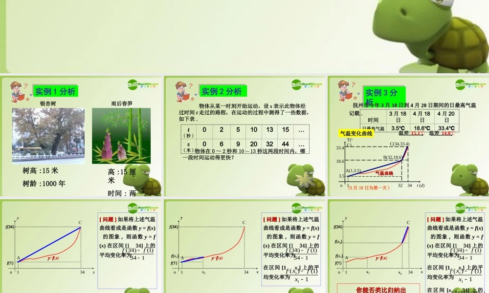 高二数学教学能手决赛 变化的快慢与变化率课件(临川一中) 课件