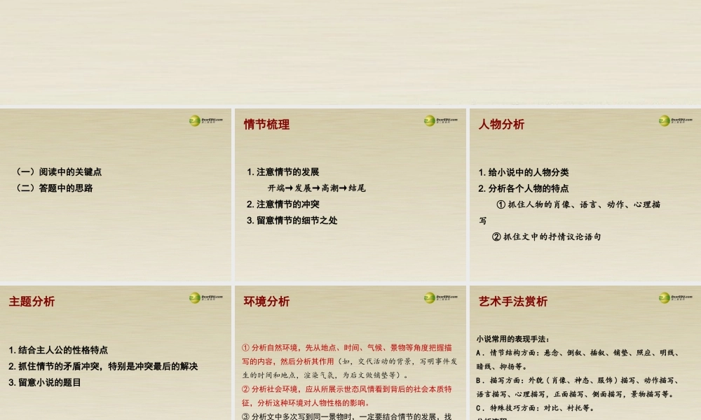 高中语文 小说阅读指导课件 华东师大版 课件