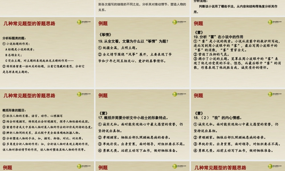 高中语文 小说阅读指导课件 华东师大版 课件