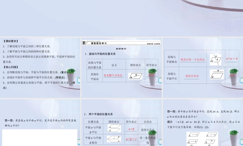 高中数学 2-1-3~4空间点、直线、平面之间的位置关系课件 新人教版A必修2 课件