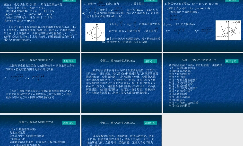 高三数学高考复习：思想方法之一(数形结合)课件