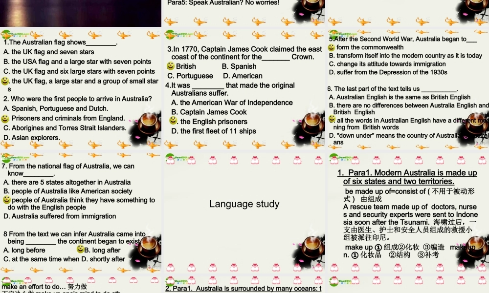 高三英语 unit3 Australia课件 人教版 课件