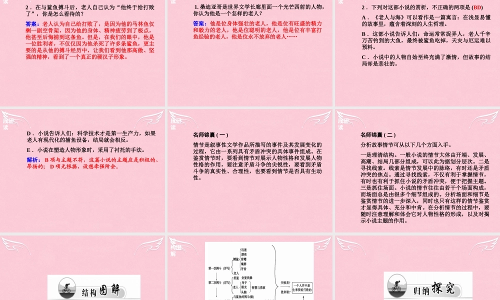 高中语文第一单元3老人与海课件新人教版必修3 课件