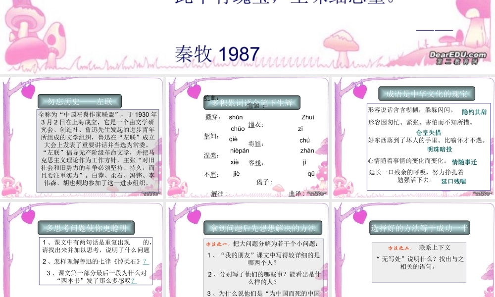 高二语文为了忘却的记念课件