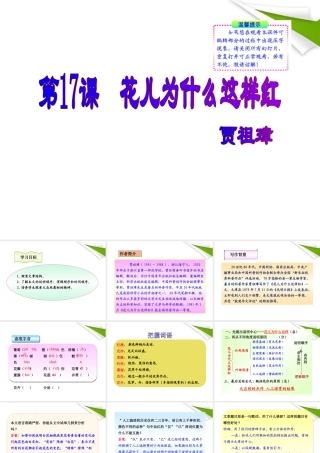 版八年级语文上册 第17课 花儿为什么这样红 课新课标同步授课件 语文版 课件