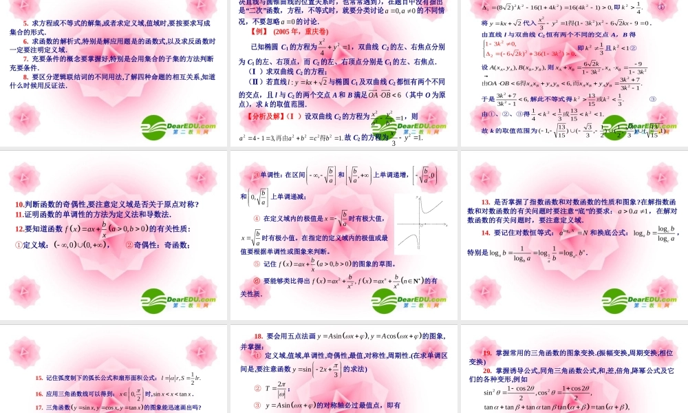 高三数学高考考前提醒82个问题 课件(一) 课件