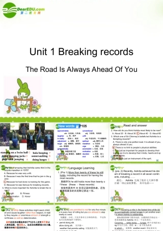 高中英语 Breaking records-Reading comprehension课件 新人教版选修9 课件