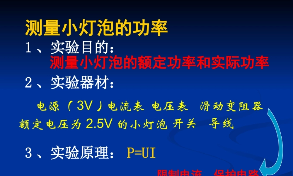 测量小灯泡电功率