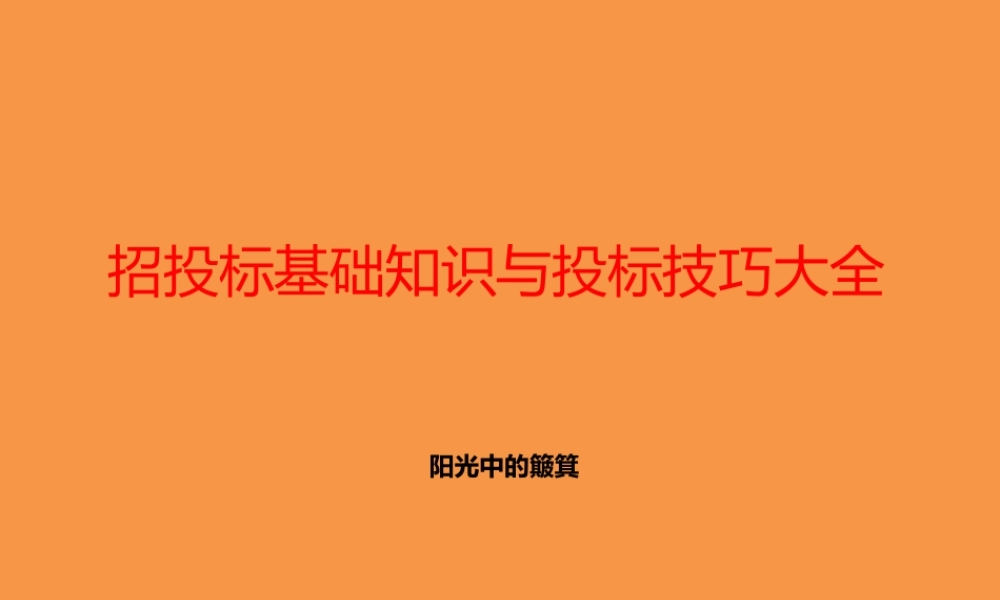 招投标基础知识与投标技巧大全
