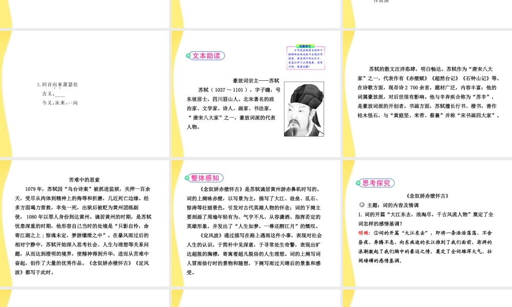 高中语文 25(苏轼词两首)课时讲练通课件 新人教版必修4 课件