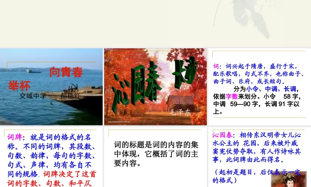 高中语文(沁园春·长沙)课件 粤教版 课件