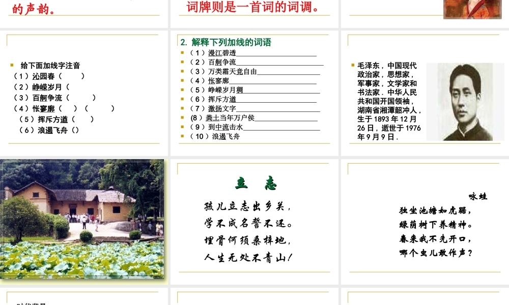 高中语文(沁园春·长沙)课件 粤教版 课件