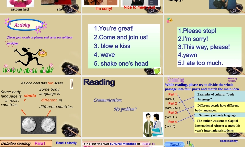 高中英语 Warming up and reading课件 新人教版必修4 课件