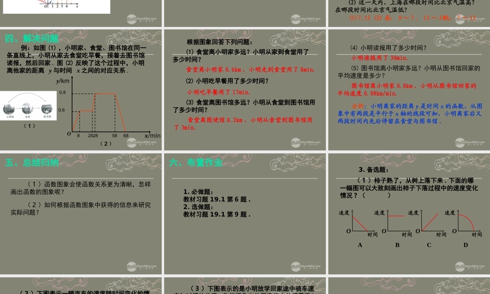 湖北省孝感市八年级数学下册 19.1.2 函数的图象(第1课时)课件 (新版)新人教版 课件