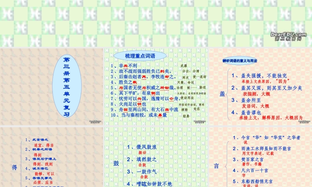 高二语文文言文第五单元复习课件 人教版 课件