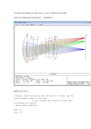 用ZEMAX的宏绘图语言在ZEMAX的2D-LAYOUT中增加序号显示功能