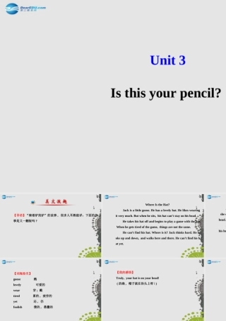 秋七年级英语上册 Unit 3 Is this your pencil？课件 (新版)人教新目标版 课件
