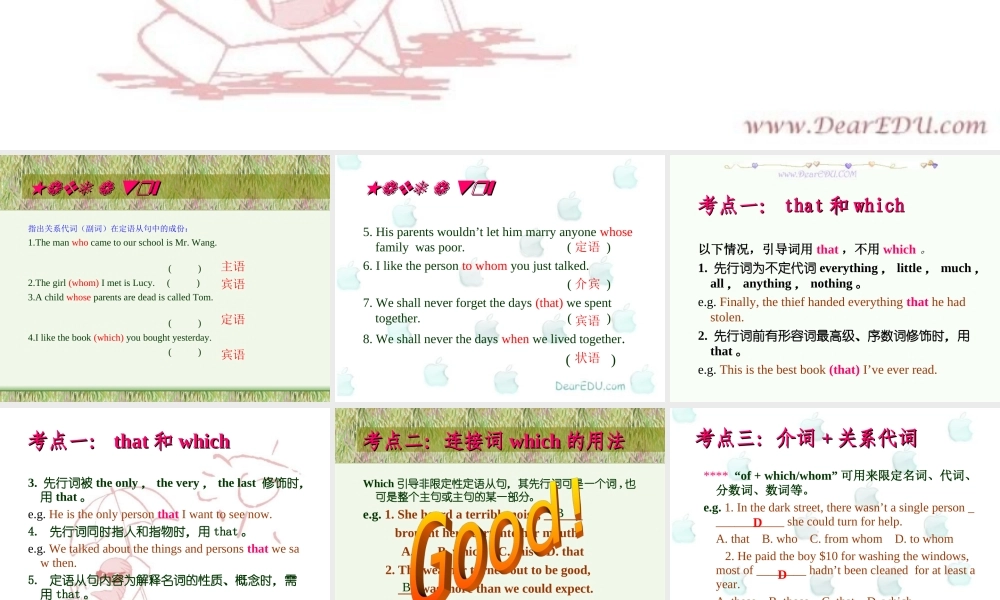 高中英语语法总结课件 定语从句 新课标 人教版 课件