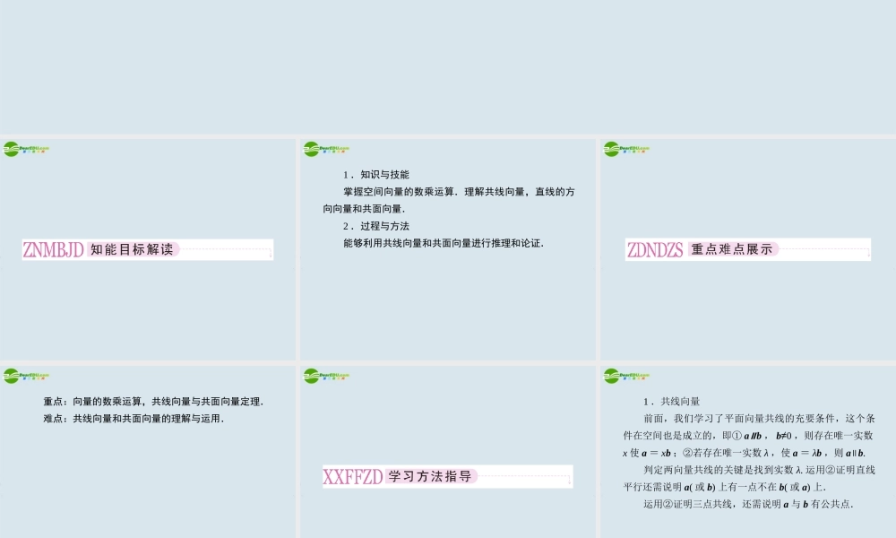 高中数学 空间向量的数乘运算课件 新人教A版选修2 课件
