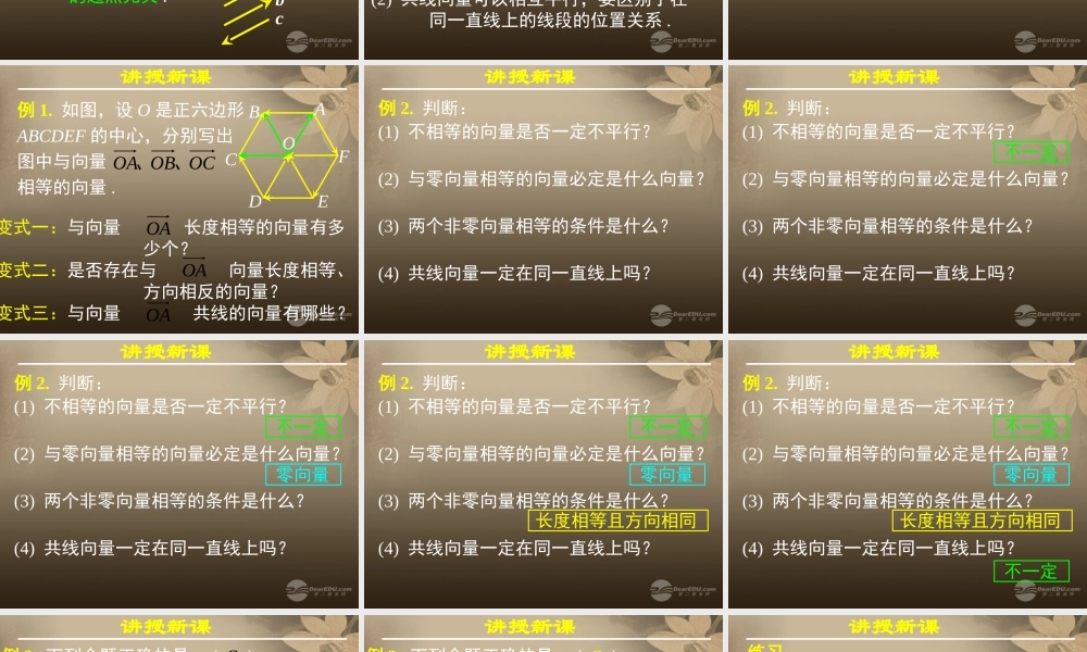 高一数学 212相等向量与共线向量课件
