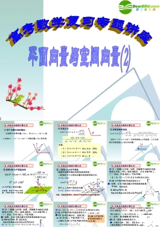 高考数学 第10讲-平面向量与空间向量(2)复习专题课件 新人教A版 课件
