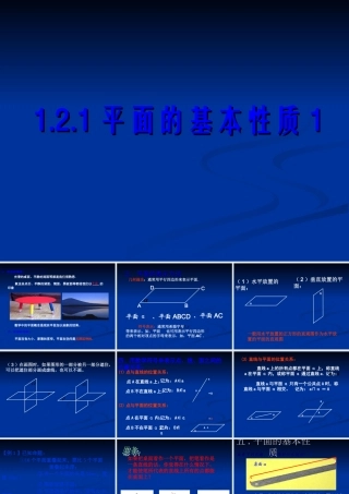 高中数学：121(平面的基本性质及推论)课件(新人教B版必修2) 课件
