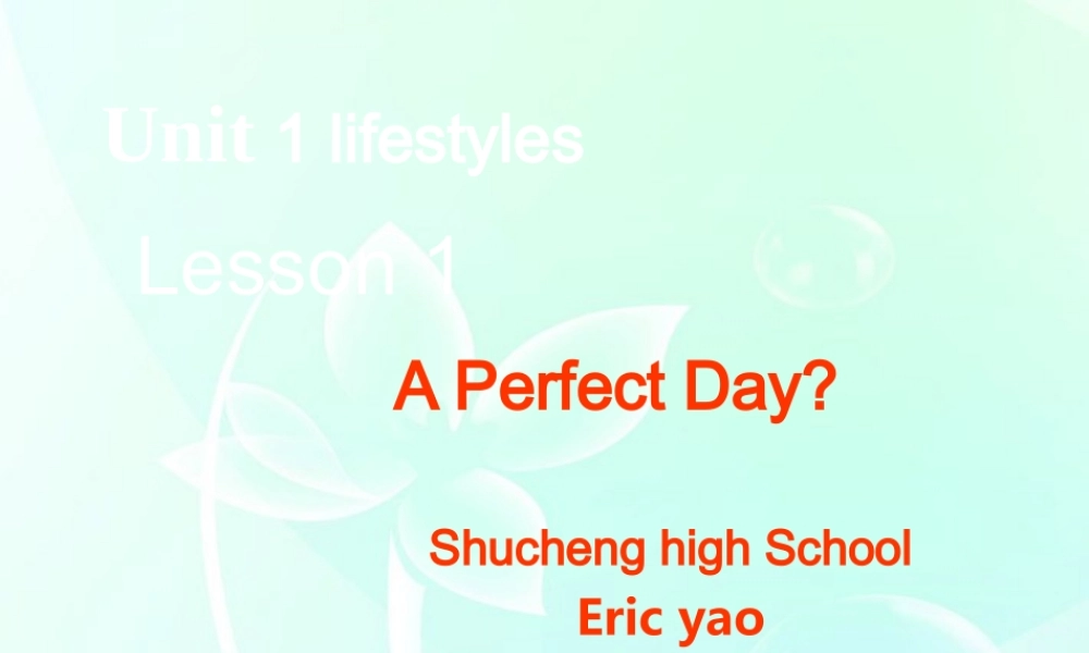 高中英语 Unit1 Lesson 1 A perfect day课件 北师大版必修1 课件