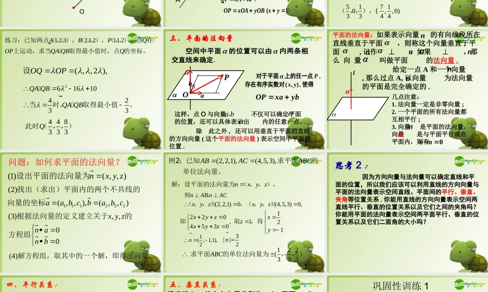 高中数学 3.2.1立体几何中的向量方法(一)课件 新人教A版选修2-1 课件