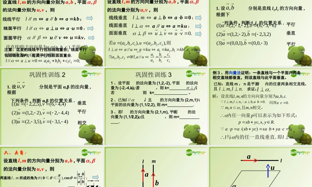 高中数学 3.2.1立体几何中的向量方法(一)课件 新人教A版选修2-1 课件