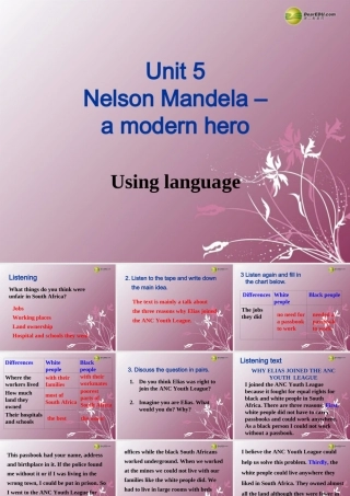 高中英语 Unit 5 Nelson Mandela  Using language课件 新人教版必修1 课件