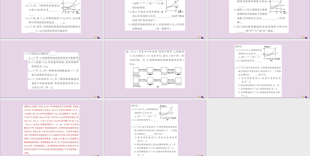 湖北省中考化学一轮复习 专项训练四 溶解度曲线及其应用习题课件