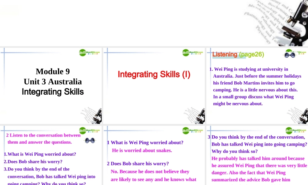 高中英语 Unit3 Integrating Skills课件 新人教版选修9 课件