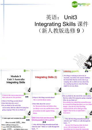 高中英语 Unit3 Integrating Skills课件 新人教版选修9 课件