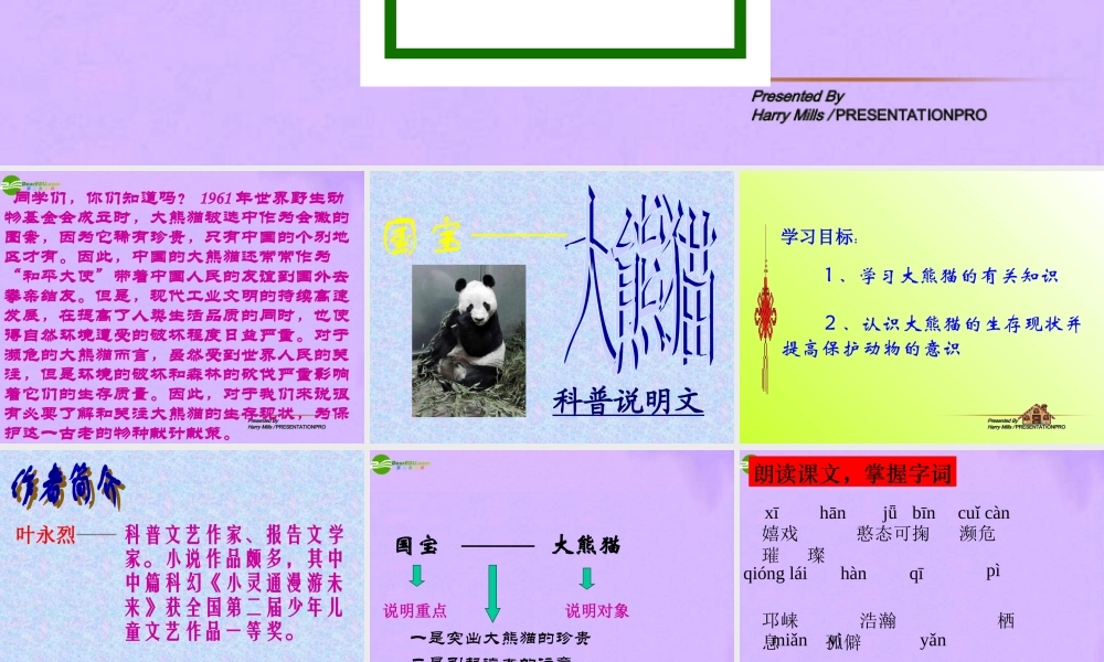 江苏省地区七年级语文下册 国宝大熊猫课件 人教新课标版 课件