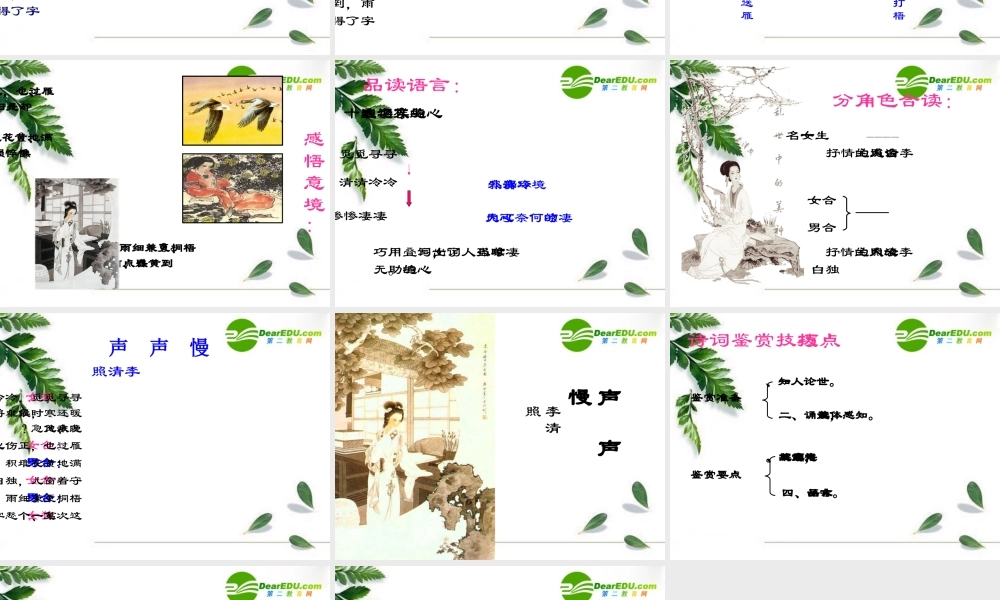 高中语文：(声声慢)课件(7)(语文版必修3) 课件