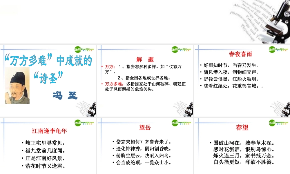 高中语文 杜甫万方多难中成就的诗圣课件 新人教版必修1 课件