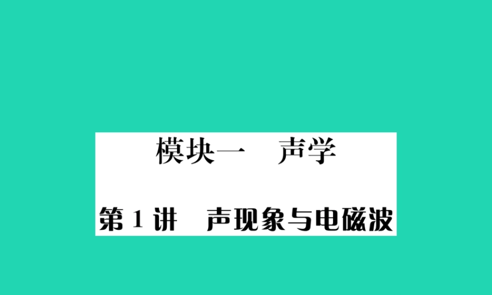 秋中考物理总复习 第1讲 声现象与电磁波课件